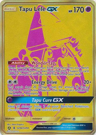 Pokemon Card Hidden Fates SV94/SV94 Tapu Lele GX Secret Rare