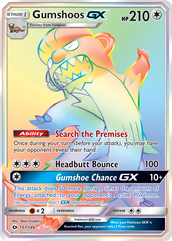 Pokemon Card Sun & Moon 157/149 Gumshoos-GX Hyper Rare *MINT* Brokenvase Games Pokemon Card Sun & Moon 157/149 Gumshoos-GX Hyper Rare *MINT* Brokenvase Games