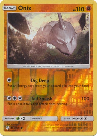 <transcy>Pokemon Karte Cosmic Eclipse 105/236 Onix Reverse Holo Common</transcy>