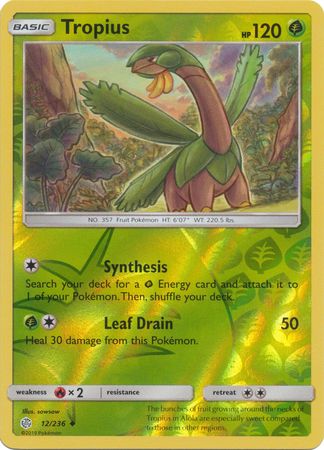 Pokemon Card Cosmic Eclipse 012/236 12/236 Tropius Reverse Holo Uncommon