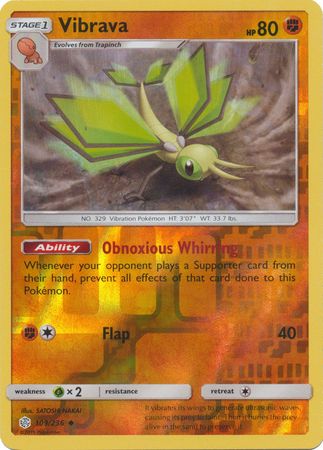 <transcy>Pokemon Card Cosmic Eclipse 109/236 Vibrava Reverse Holo Gelegentlich</transcy>