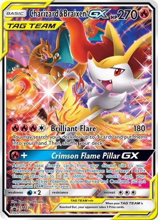 <transcy>宠物小精灵卡SM黑色之星Promos SM230 Charizard和Braixen Tag Team GX</transcy>