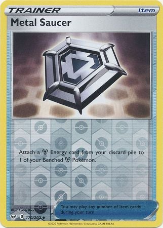 Pokemon Card Sword and Shield 170/202 Metal Saucer item Reverse Holo Uncommon