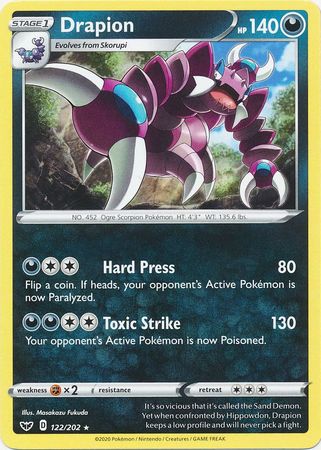 Pokemon Card Sword and Shield 122/202 Drapion Rare