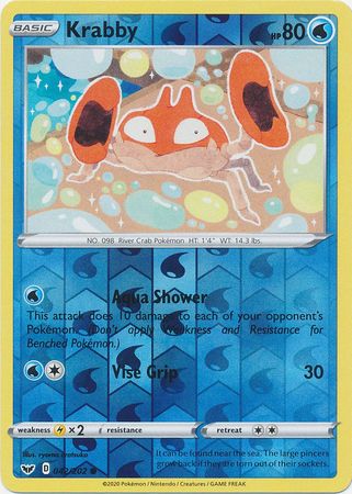 Pokemon Card Sword and Shield 042/202 42/202 Krabby Reverse Holo Commo Brokenvase Games Pokemon Card Sword and Shield 042/202 42/202 Krabby Reverse Holo Commo Brokenvase Games