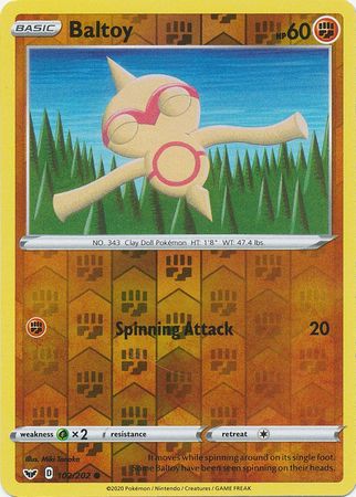 Pokemon Card Sword and Shield 102/202 Baltoy Reverse Holo Common