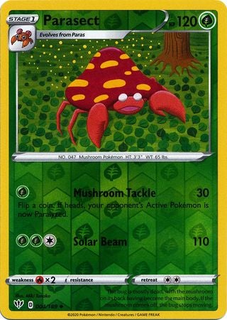 <transcy>Pokemon Card Darkness Ablaze 4/189 004/189 Parasect Ikke almindelig Reverse Holo</transcy>