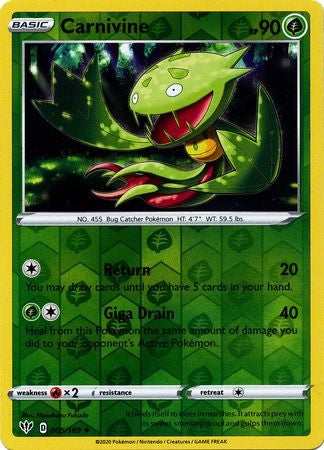 <transcy>Pokemon Card Darkness Ablaze 5/189 005/189 Carnivine Ikke almindelig Reverse Holo</transcy>