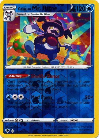 <transcy>Pokemon Card Darkness Ablaze 36/189 036/189 Galarian Mr. Rime Rare Reverse Holo</transcy>
