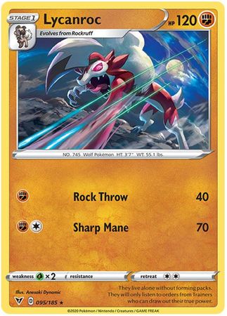 Pokemon Card Vivid Voltage 095/185 95/185 Lycanroc Rare