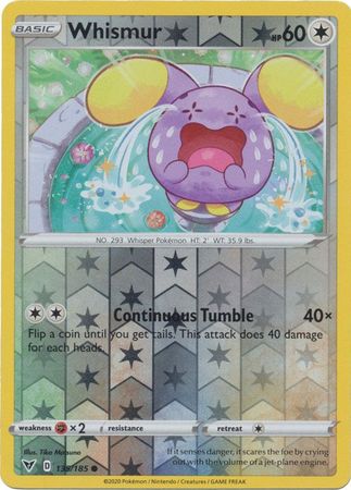 Pokemon Card Vivid Voltage 135/185 135/185 Whismur Reverse Holo Common