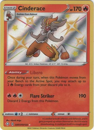 Pokemon Card Shining Fates SV017/SV122 SV17/SV122 Cinderace Shiny Rare