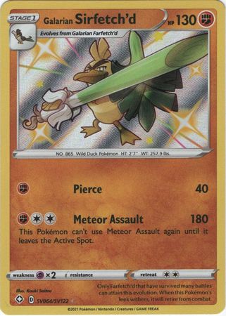 Pokemon Card Shining Fates SV064/SV122 SV64/SV122 Galarian Sirfetch'd Brokenvase Games Pokemon Card Shining Fates SV064/SV122 SV64/SV122 Galarian Sirfetch'd Brokenvase Games