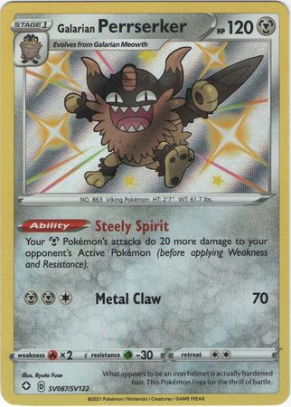 Pokemon Card Shining Fates SV087/SV122 SV87/SV122 Galarian Perrserker Shiny Rare