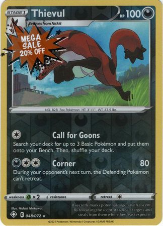 thievul pokemon card Pokemon Card Shining Fates 048/072 48/72 Thievul Reverse Holo Rare – Brokenvase Games