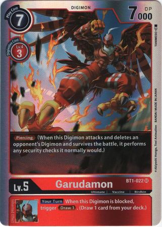 <transcy>デジモンカードVer1.0ガルーダモンBT1-022SR</transcy>