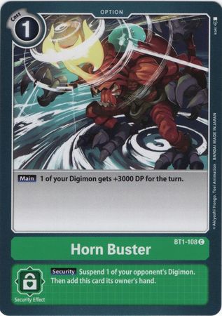 <transcy>Digimon Card Ver 1.0 Horn Buster BT1-108 C</transcy>