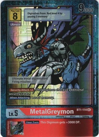 Digimon Card Ver 1.0 MetalGreymon BT1-114 SEC Alternative Art  Brokenvase  Games