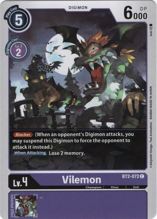 Digimon Card Ver 1.0 Vilemon BT2-072 C