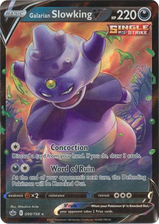 <transcy>Pokemon Card Chilling Reign 099/198 Galarian Slowking V Ultra Sjælden</transcy>
