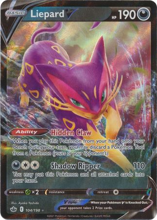 <transcy>Pokemon Card Chilling Reign 104/198 Liepard V Ultra Rare</transcy>