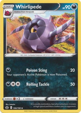 <transcy>Pokemon Card Chilling Reign 106/198 Whirlipede Ikke almindelig</transcy>