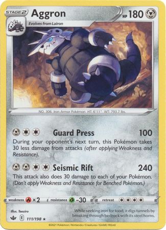 <transcy>Pokemon Card Chilling Reign 111/198 Aggron Sjælden</transcy>
