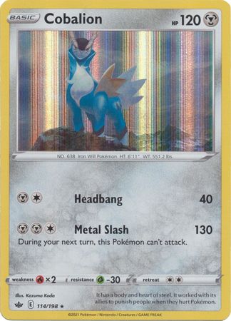<transcy>Pokemon Card Chilling Reign 114/198 Cobalion Holo Sjælden</transcy>