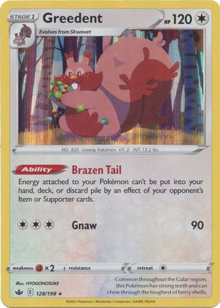 <transcy>Pokemon Card Chilling Reign 128/198 Greedent Holo Sjælden</transcy>
