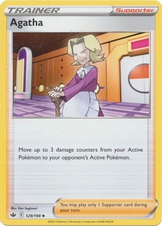 <transcy>Pokemon Card Chilling Reign 129/198 Agatha Unterstützer Gelegentlich</transcy>