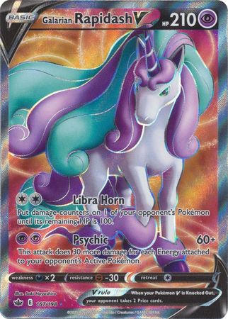 Pokemon Card Chilling Reign 167/198 Galarian Rapidash V Full Art