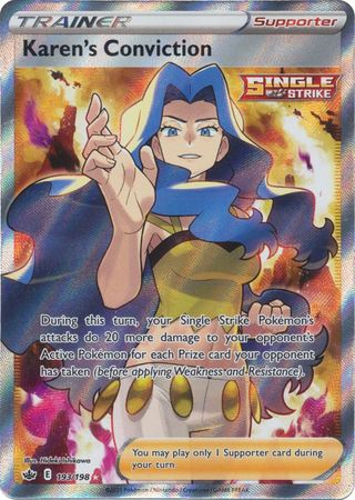 Pokemon Card Chilling Reign 193/198 Karen's Conviction Supporter Full Art