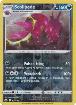 <transcy>Pokemon Card Chilling Reign 107/198 Scolipede Reverse Holo Sjælden</transcy>