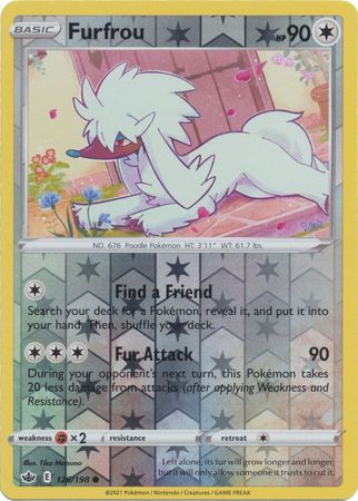 <transcy>Pokemon Card Chilling Reign 126/198 Furfrou Reverse Holo Common</transcy>