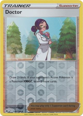 <transcy>Pokemon Card Chilling Reign 134/198 Doctor Supporter Omvendt Holo Ikke almindelig</transcy>