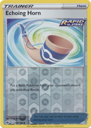 <transcy>Pokemon Card Chilling Reign 136/198 Echoing Horn Item Reverse Holo Usædvanligt</transcy>