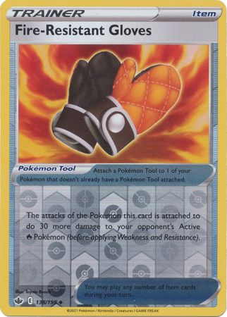 Pokemon Card Chilling Reign 138/198 Fire-Resistant Gloves Item Reverse Holo Uncommon