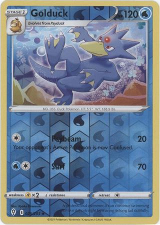 <transcy>口袋妖怪卡片进化天空 25/203 025/203 Golduck Reverse Holo 罕见</transcy>
