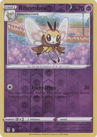 <transcy>لعبة Pokemon Card Evolution Skies 79/203 079/203 Ribombee Reverse Holo غير شائع</transcy>