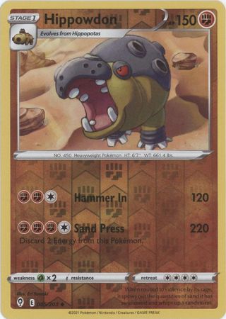 <transcy>لعبة Pokemon Card Evolution Skies 85/203 085/203 Hippowdon Reverse Holo غير مألوف</transcy>