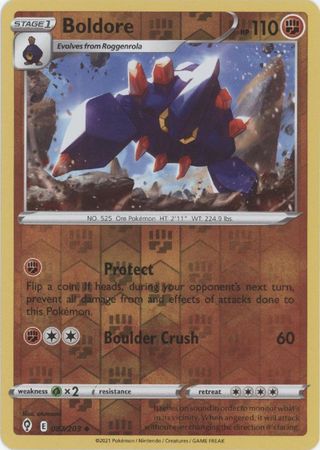 <transcy>لعبة Pokemon Card Evolution Skies 87/203 087/203 Boldore Reverse Holo غير مألوف</transcy>
