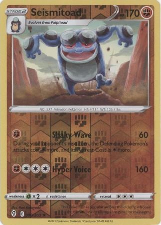 <transcy>بطاقة بوكيمون تتطور السماء 90/203 090/203 Seismitoad Reverse Holo Rare</transcy>