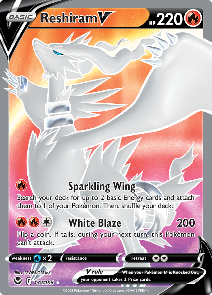 Pokemon Card Silver Tempest 172/195 Reshiram V Full Art *MINT*