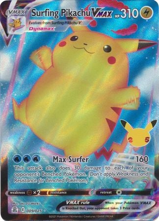 Pokemon Card Celebrations 9/25 009/025 Surfing Pikachu VMAX Ultra Rare Brokenvase Games Pokemon Card Celebrations 9/25 009/025 Surfing Pikachu VMAX Ultra Rare Brokenvase Games