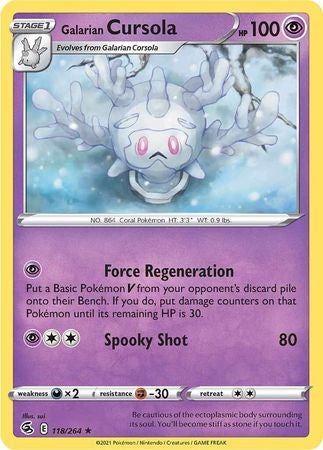 Pokemon Card Fusion Strike 118/264 Galarian Cursola Rare
