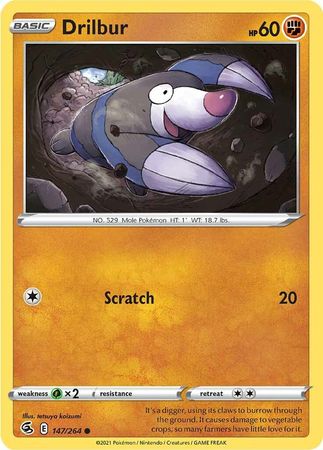 Pokemon Card Fusion Strike 147/264 Drilbur Common