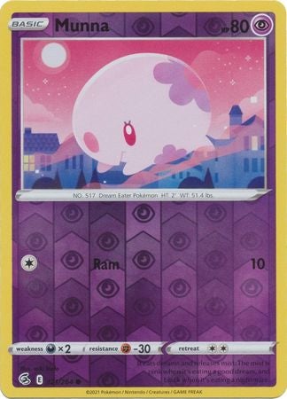 Pokemon Card Fusion Strike 121/264 Munna Reverse Holo Common