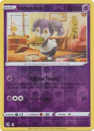 Pokemon Card Fusion Strike 127/264 Indeedee Reverse Holo Common