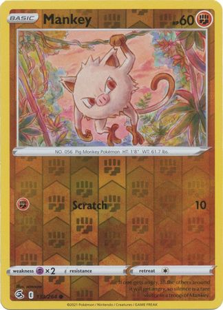 Pokemon Card Fusion Strike 133/264 Mankey Reverse Holo Common