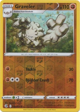Pokemon Card Fusion Strike 136/264 Graveler Reverse Holo Usædvanlig